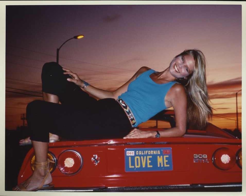 Christie Brinkley plays the role of a pin up girl in a red Ferrari in the 1983 film National Lampoon Vacation.