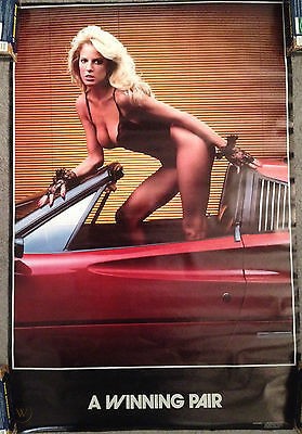 Ferrari 308 and hot girl vintage 1985 80's poster.