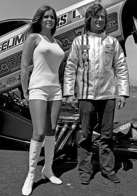 Taking her name from funny car driver “Jungle Jim” Liberman, “Jungle Pam” Hardy was known for her antics on the track as well as her scant outfits.