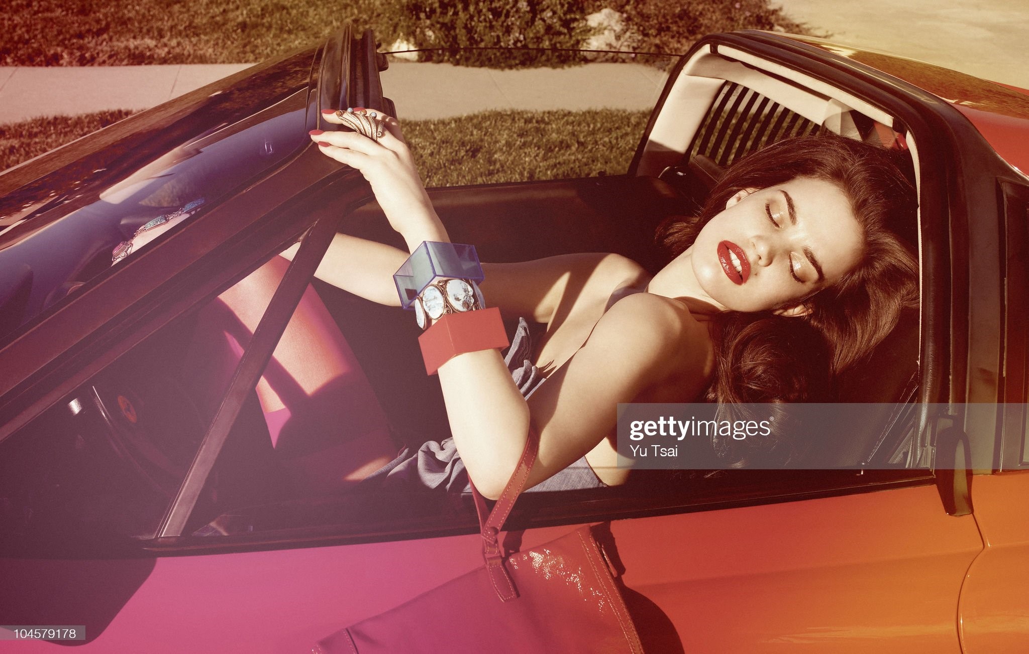 Model Rianne Te Haken poses in a Ferrari for a fashion session for Flaunt in Los Angeles on May 01, 2009. 
