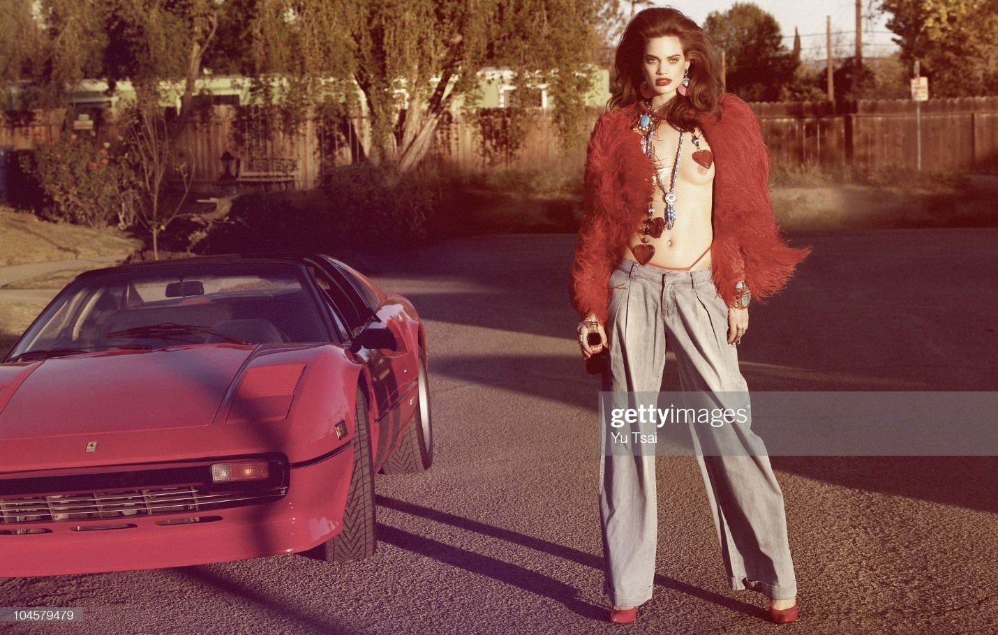 Model Rianne Te Haken poses in a Ferrari for a fashion session for Flaunt in Los Angeles on May 01, 2009. 
