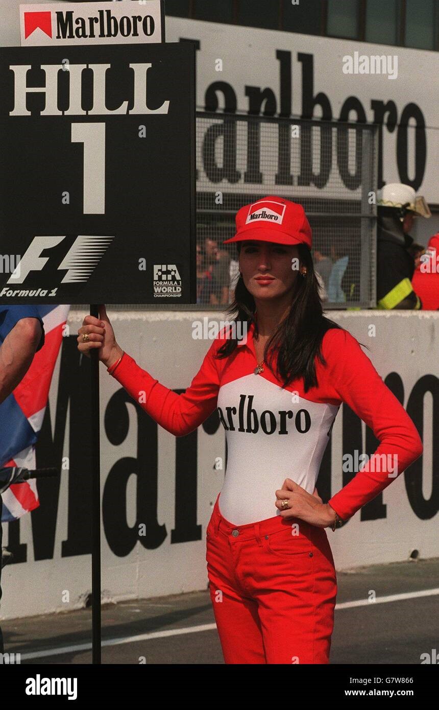 A Marlboro grid girl at the Argentinean Grand Prix on April 12, 1997.