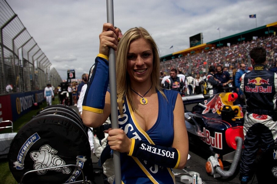 Formula 1 grid girl at Melbourne, Australia, in 2005. 