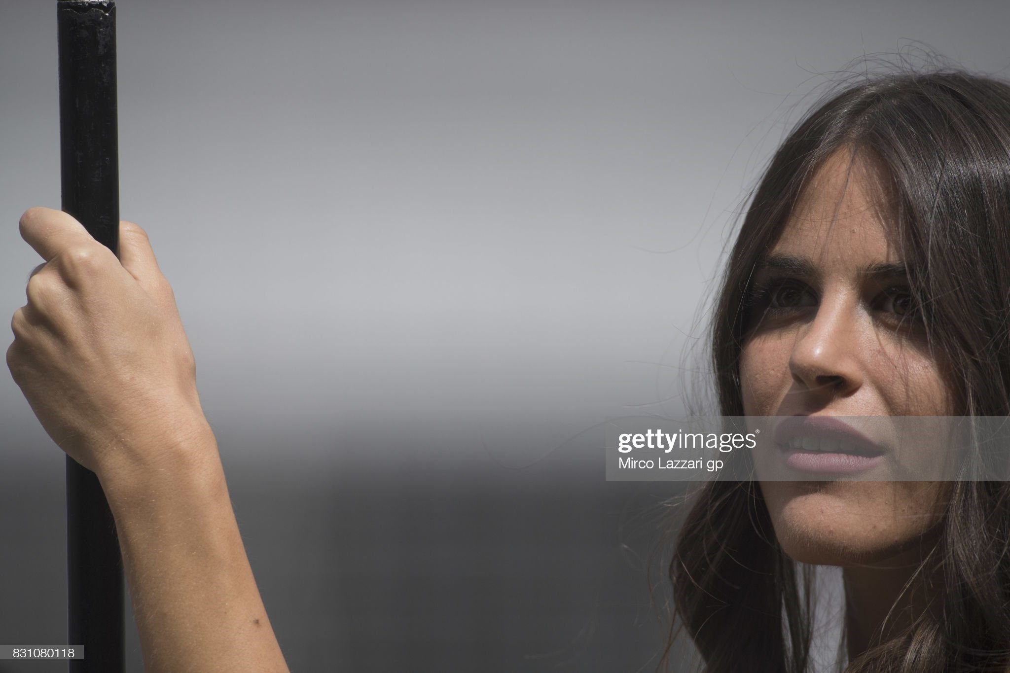 A grid girl poses on the grid during the Moto2 race at the MotoGp of Austria at Red Bull Ring on August 13, 2017 in Spielberg, Austria. 