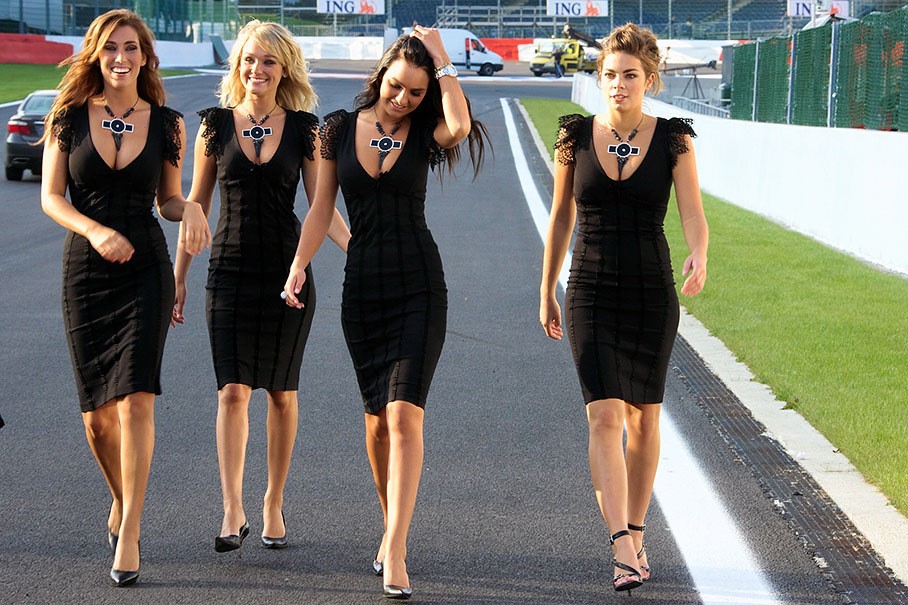 Formula 1, girls at Spa-Francorchamps, Belgium, in 2007. 