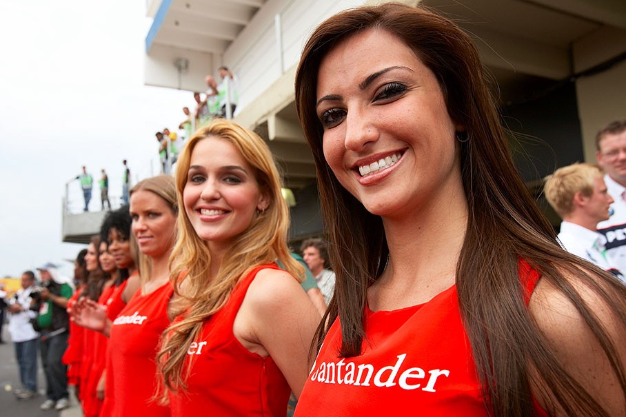 F1 grid girls at Interlagos, Sao Paulo, Brazil, in 2008. 