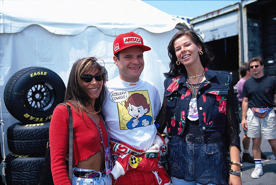 Rubens Barrichello with fans at Montreal, Canada, in 1994. 