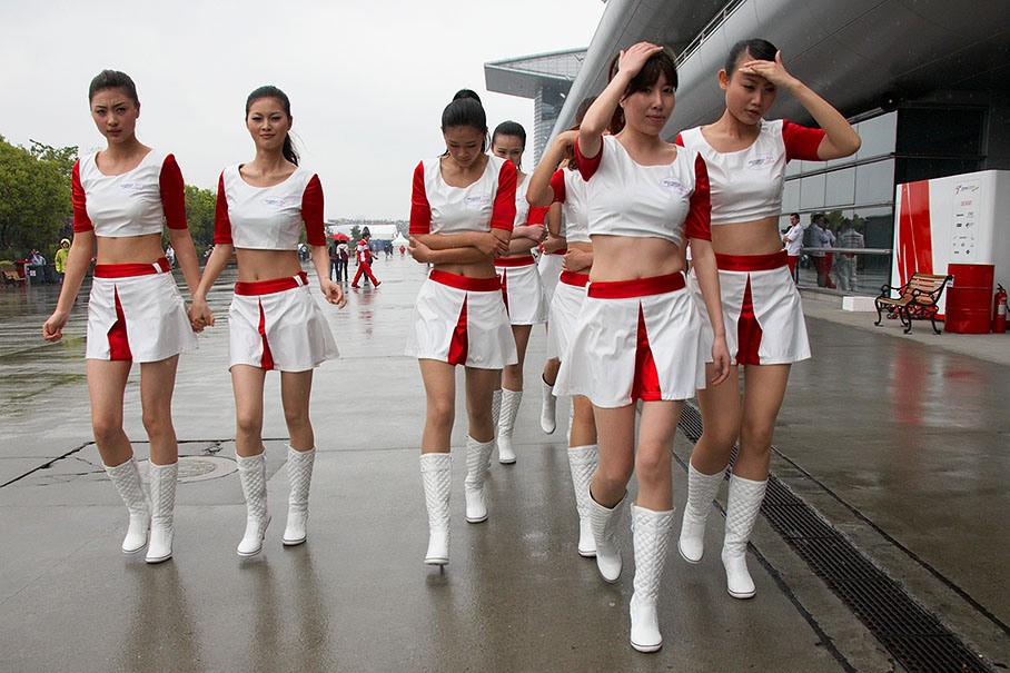 Formula 1 grid girls at Shanghai, China, in 2009. 