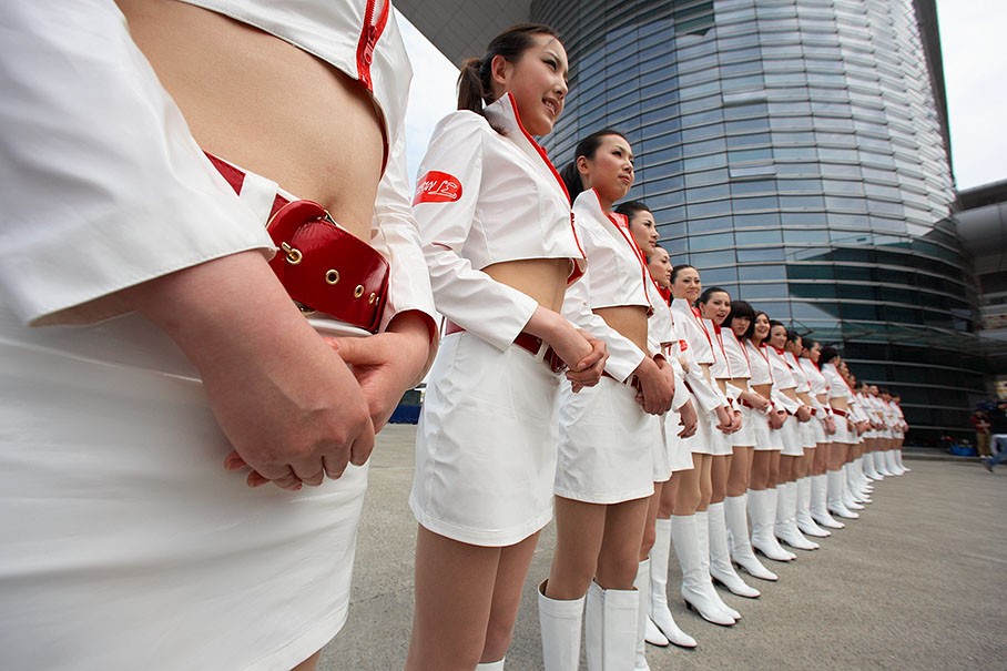 Formula 1 grid girls at Shanghai, China, in 2010. 