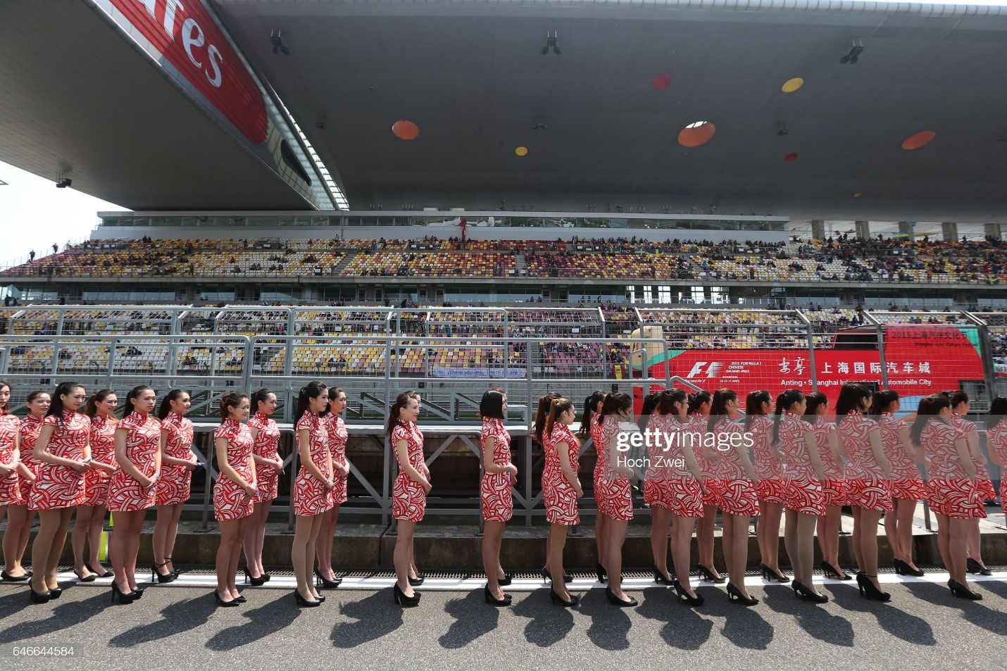 Grid girls at the Formula One Grand Prix of China on April 12, 2015. 