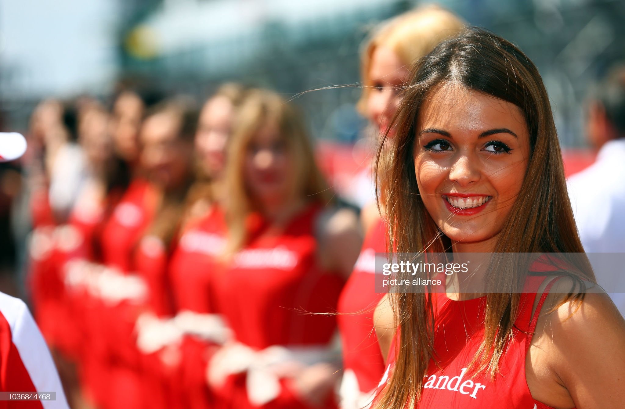 Grid girls seen during the drivers parade before the start of the Formula One Grand Prix of Germany at the Nuerburgring circuit in Nuerburg, Germany, on 07 July 2013. 
