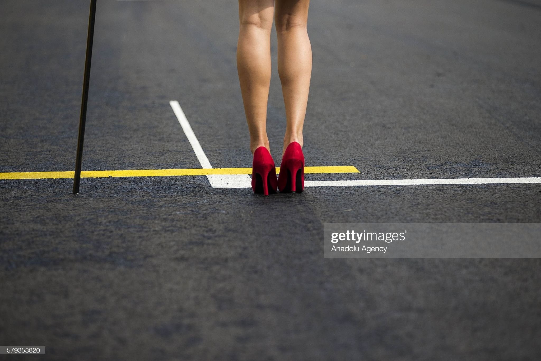 A detail view of the shoes of a grid girl is seen during practice prior qualifying for the Hungarian Formula One Grand Prix at Hungaroring on July 23, 2016 in Budapest, Hungary. 