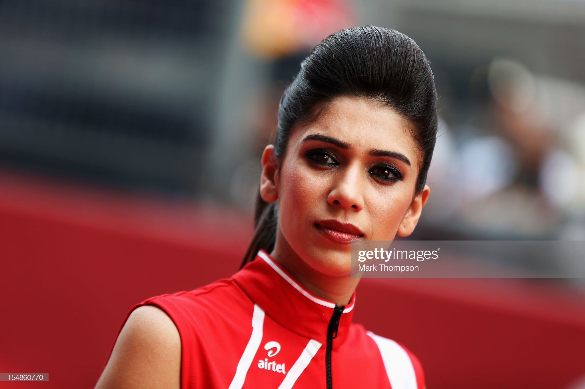 Grid girl is seen at the drivers parade before the Indian Formula One Grand Prix at Buddh International Circuit on October 28, 2012 in Noida, India. 