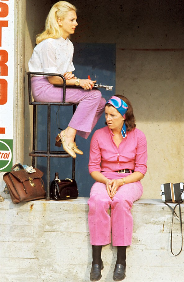 Formula 1 timekeeping women at Monza, Italy, in 1968. 