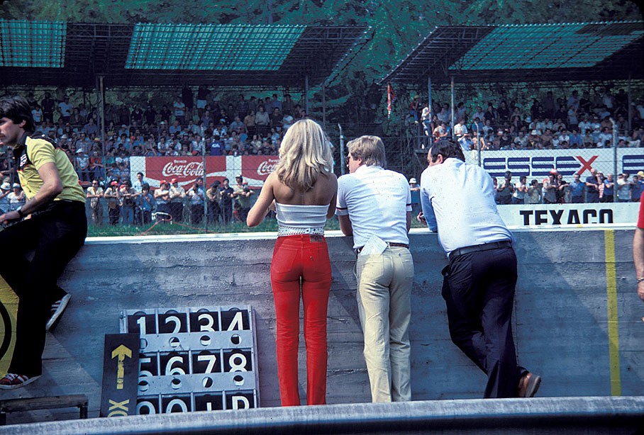 Formula 1 girl at Monza, Italy, in 1979.
