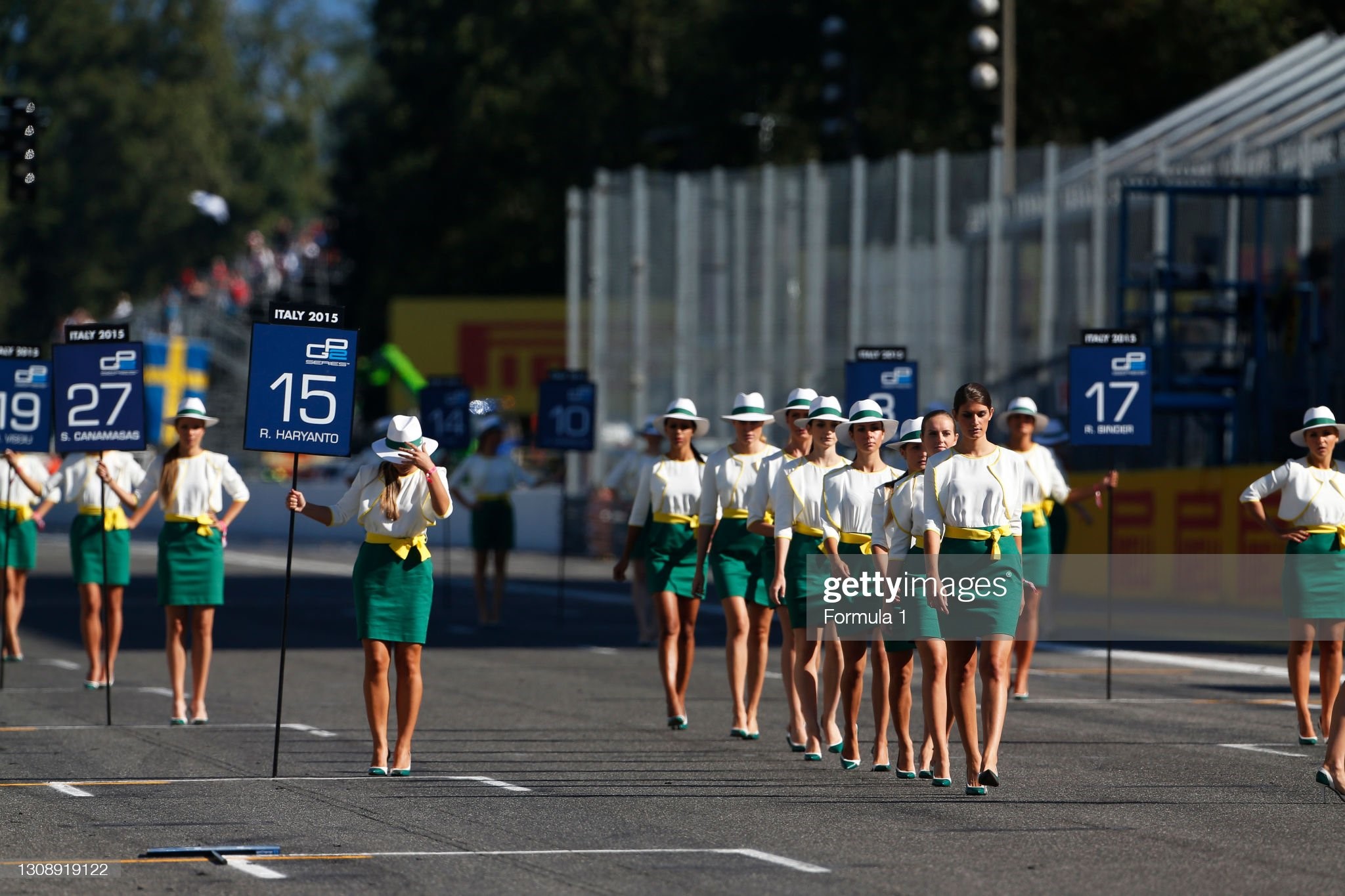 Grid girls at the GP2 Series, round 8, Autodromo di Monza, Italy, on Sunday 06 September 2015. 