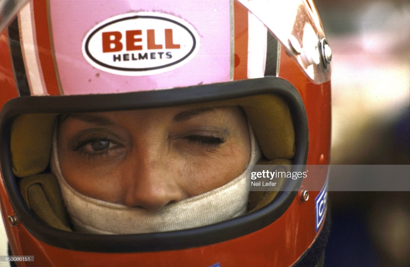 Shirley Muldowney before race at Old Bridge Township Raceway Park, NHRA Top Fuel Drag Racing Class, at Englishtown, NJ, 07/8/1977.
