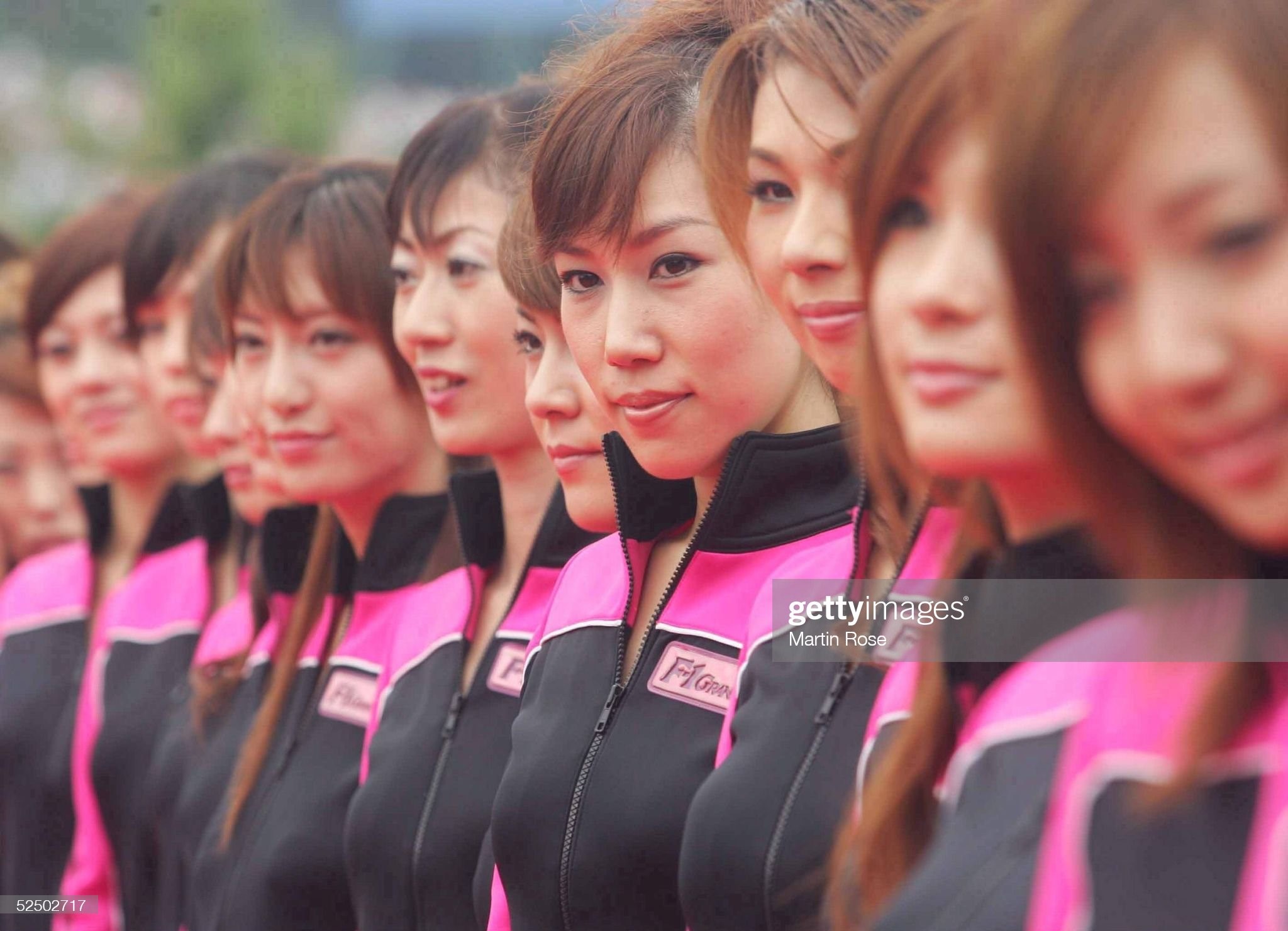 Grid girls at the Japanese Grand Prix in Suzuka on October 10, 2004. 