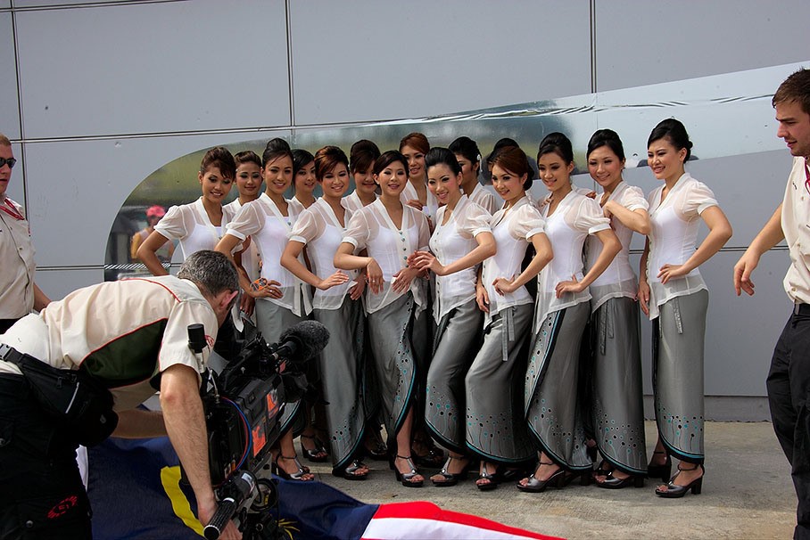 Formula 1 girls at Sepang, Kuala Lumpur, Malaysia, in 2008. 