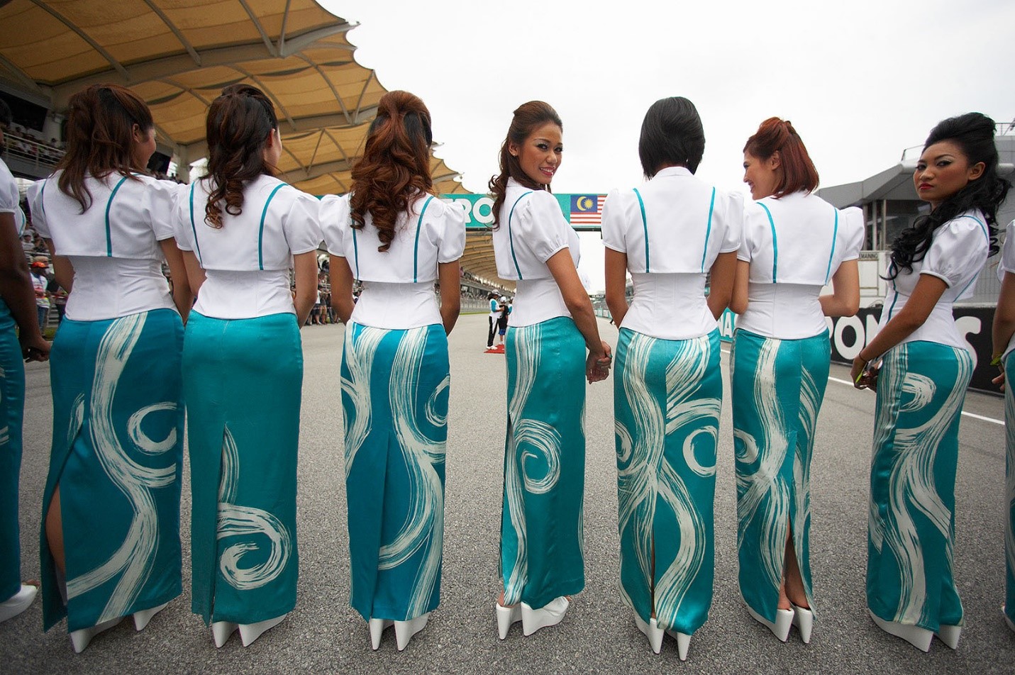 Formula 1 girls at Sepang, Kuala Lumpur, Malaysia, in 2011. 