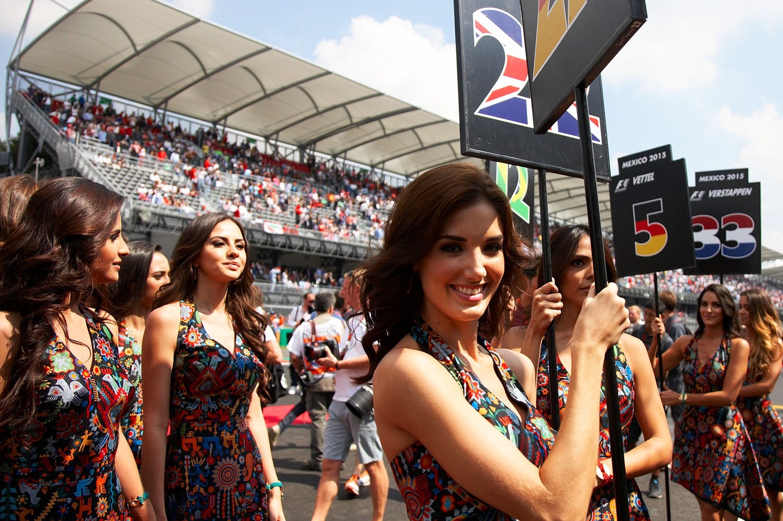 Formula 1 grid girls at Mexico City, Mexico, in 2015. 