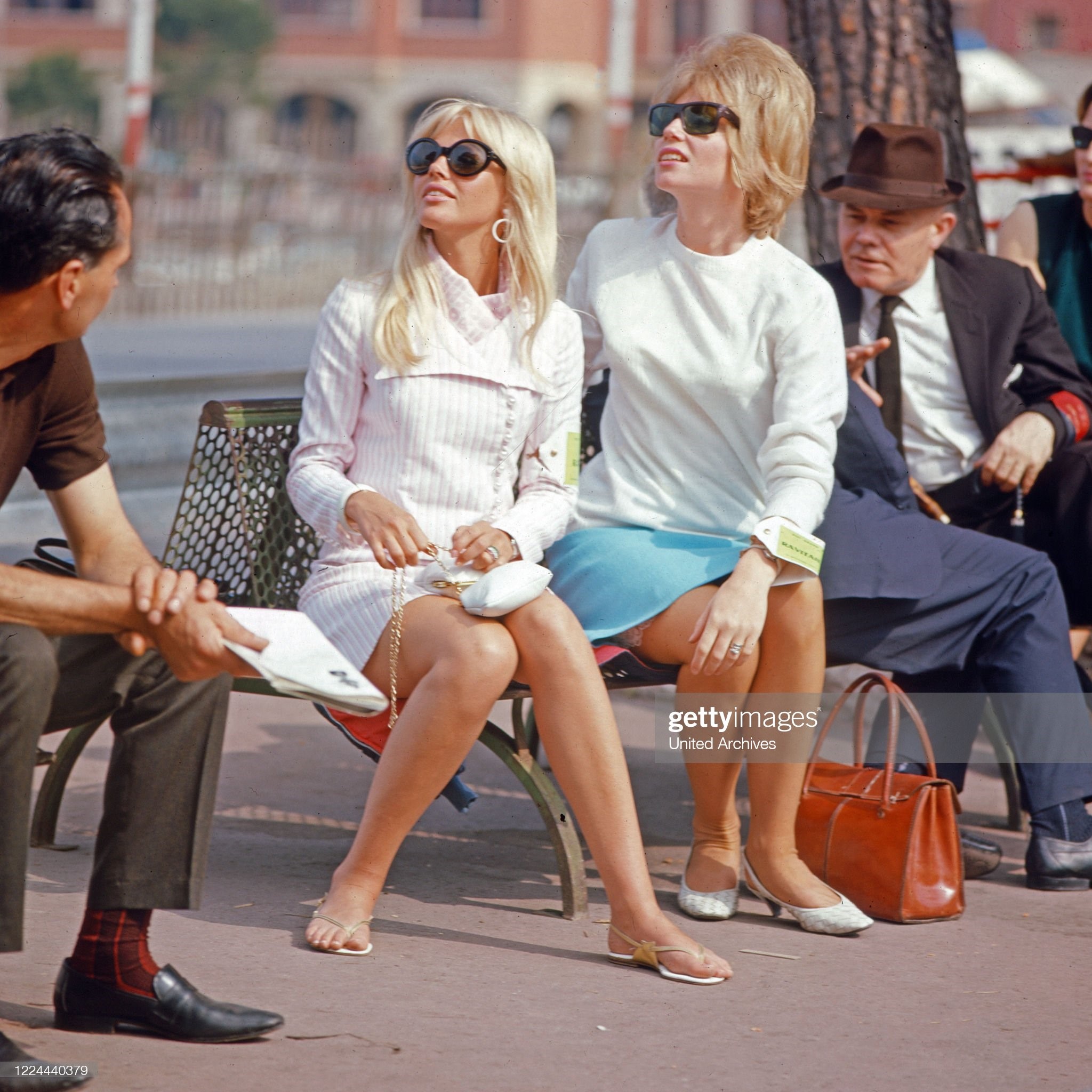 Swedish actress Britt Ekland (left) and a female friend watching the Grand Prix of Monaco on May 22 1966. 