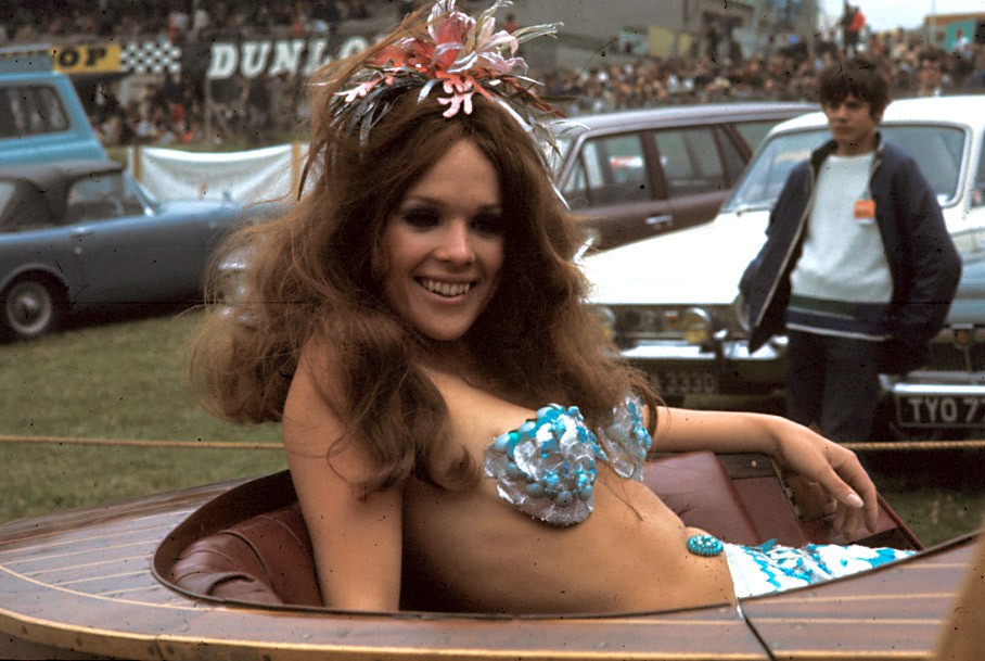 A girl at Brands Hatch, Great Britain, in 1968. 