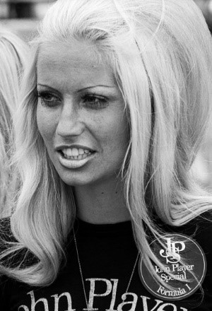 One of the JPS girls at the British GP in Silverstone on July 14, 1973. 