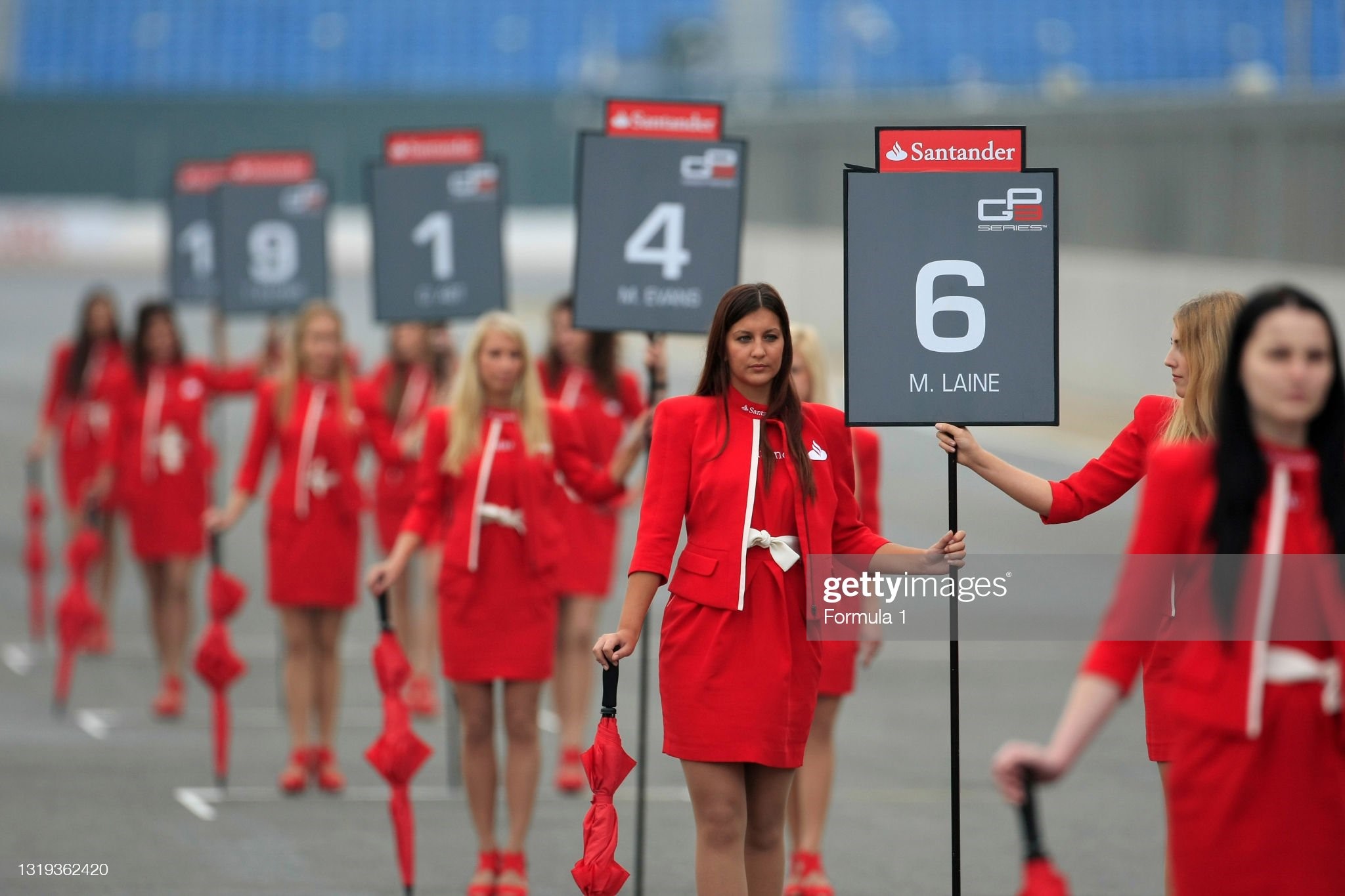 Grid girls at the Sunday race of the GP3 Series, round 4, Silverstone, Northamptonshire, England, on 8th July 2012. 