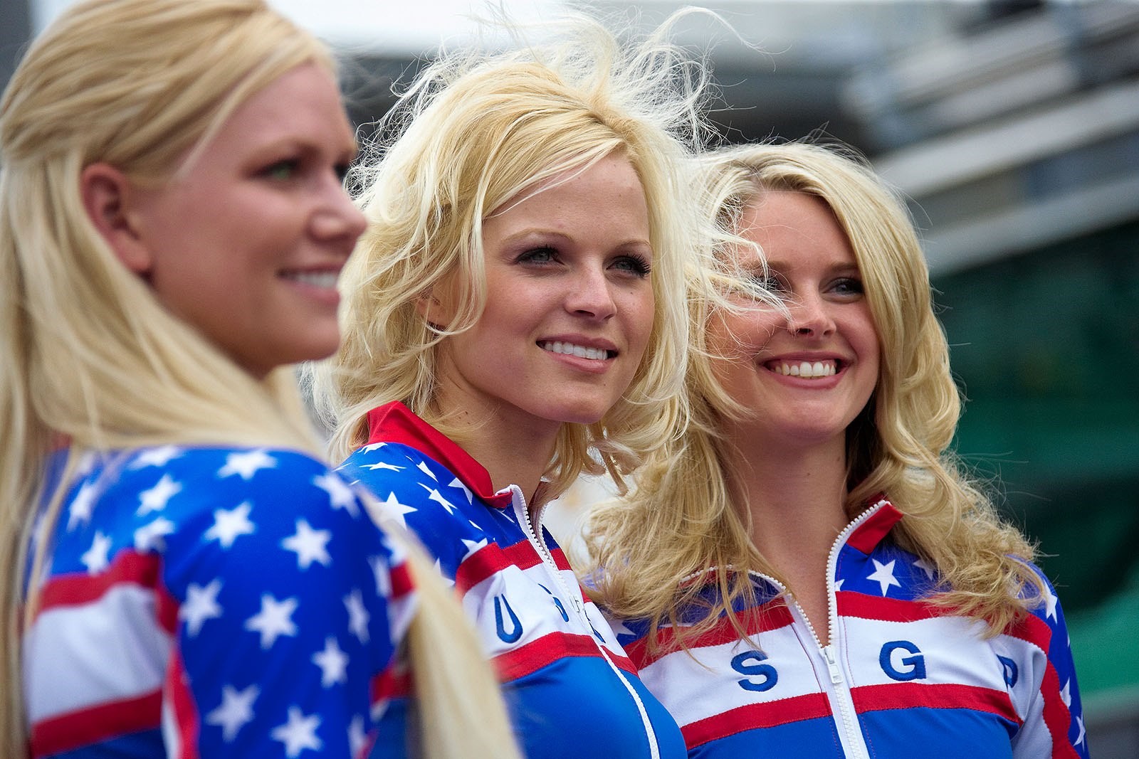 Formula 1 grid girls at Indianapolis, USA, in 2005. 