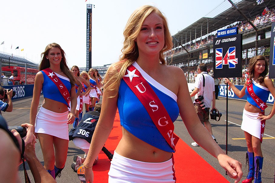 Formula 1 grid girls at Indianapolis, USA, in 2007. 