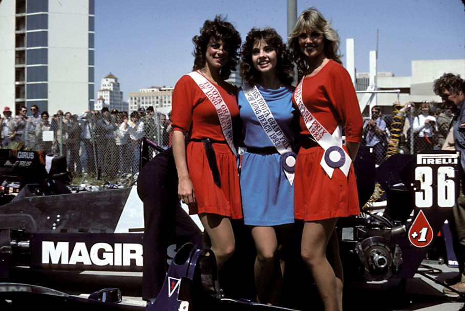 Formula 1 girls at Long Beach, USA, in 1983. 