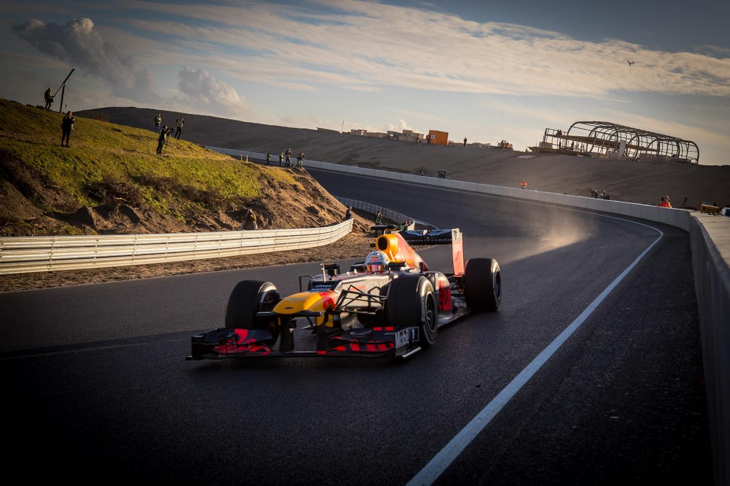 Max Verstappen driving a Red Bull at Zandvoort.
