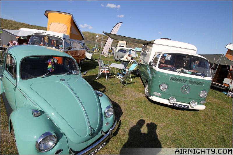 The parking with vintage cars and vans at Zandvoort.