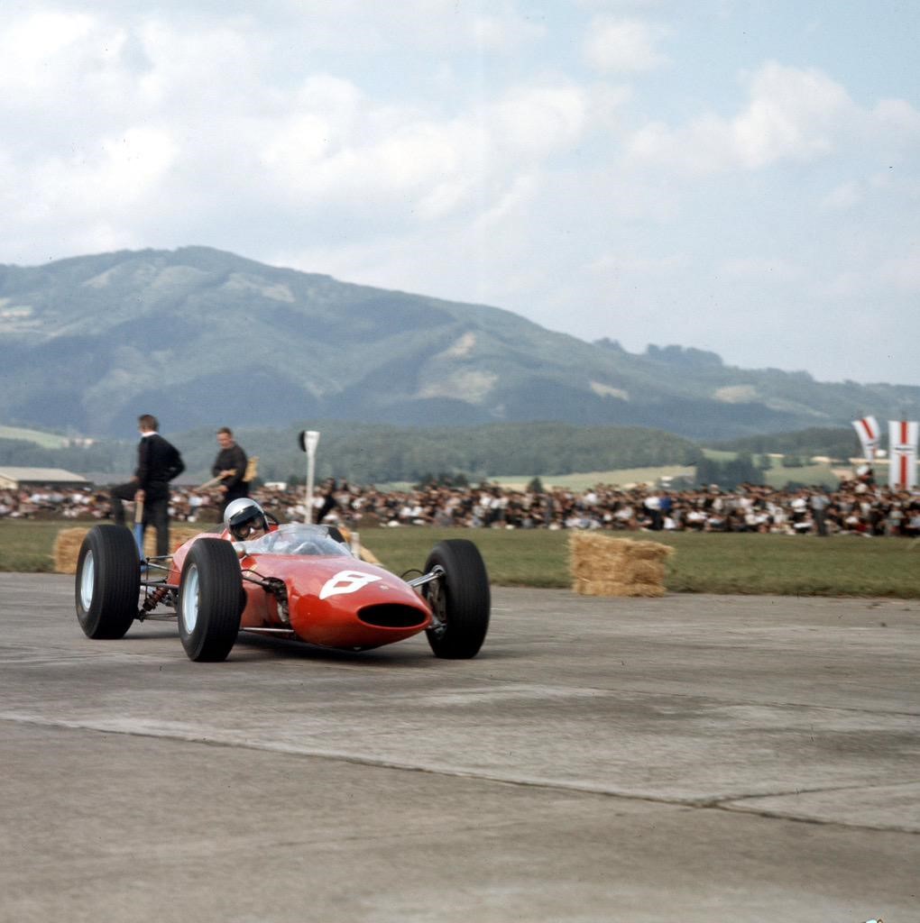 August 23, 1964. Lorenzo Bandini takes only world championship GP win in only race on Zeltweg airfield circuit. 