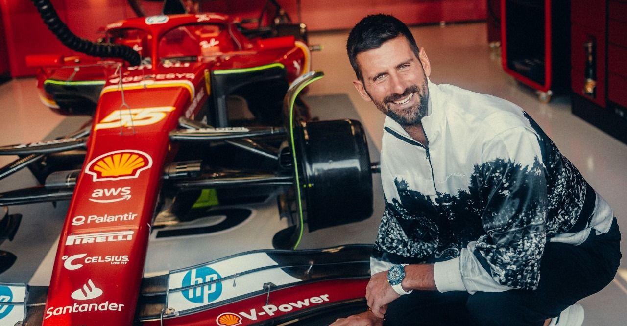 Novak Djokovic, the brightest tennis star ever, visits Ferrari