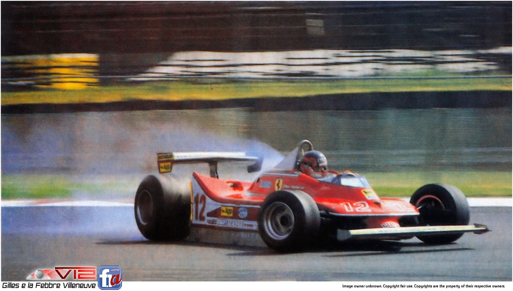 Gilles Villeneuve, Ferrari 312 T4, in action.