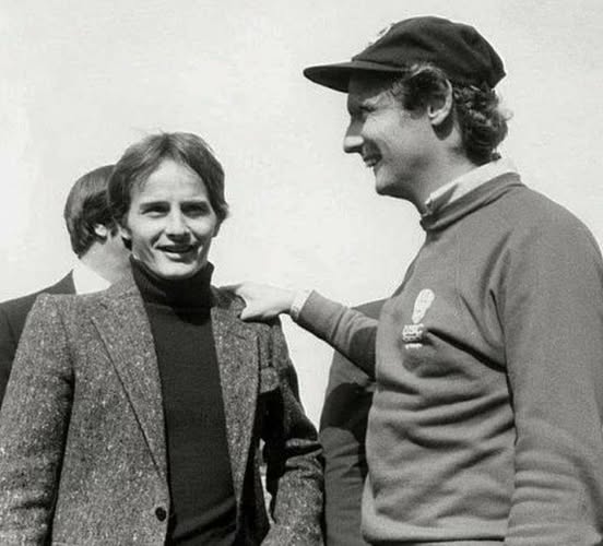 Niki Lauda with Gilles Villeneuve.