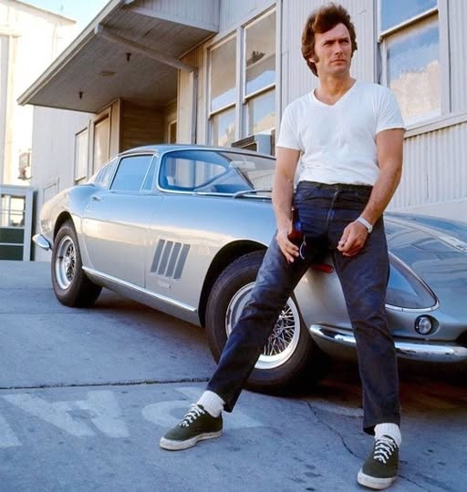 Clint Eastwood and his 1967 Ferrari 275 GTB in 1971.
