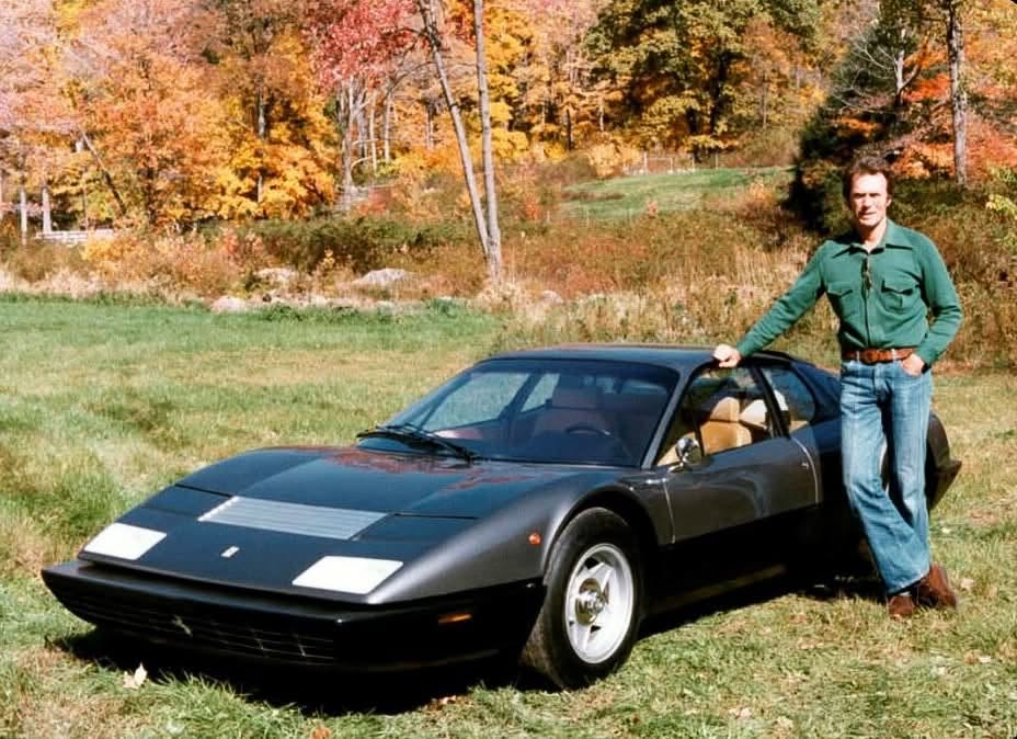 Clint Eastwood and his 1975 Ferrari 365 GT4 Berlinetta Boxer.