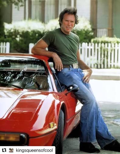 Clint Eastwood striking a pose with his Ferrari 308 GTB in 1978.