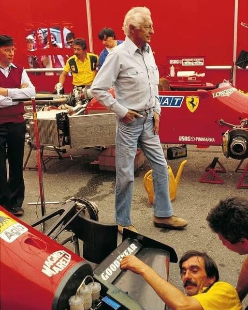 Gianni Agnelli in the Ferrarri paddock in Monaco in 1984.