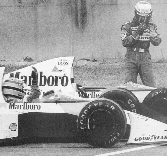 Ayrton Senna and Alain Prost at Suzuka in 1989.