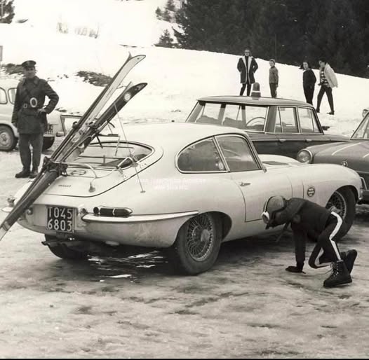 A white Jaguar E-type.