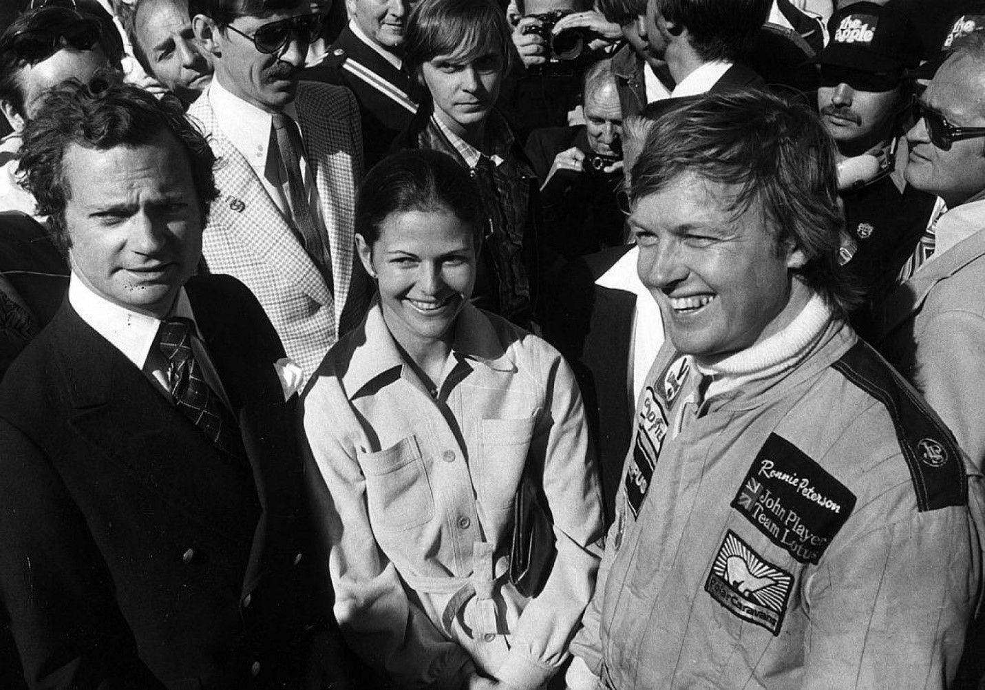 Anderstorp, June 1978. Ronnie Peterson with the Royal Couple after his third place.