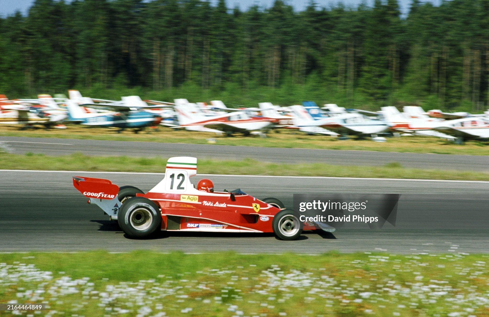 Niki Lauda, Ferrari 312T, climbed from a season worst fifth on the grid to take his third victory in succession at the Swedish Grand Prix in Anderstorp on 08 June 1975.