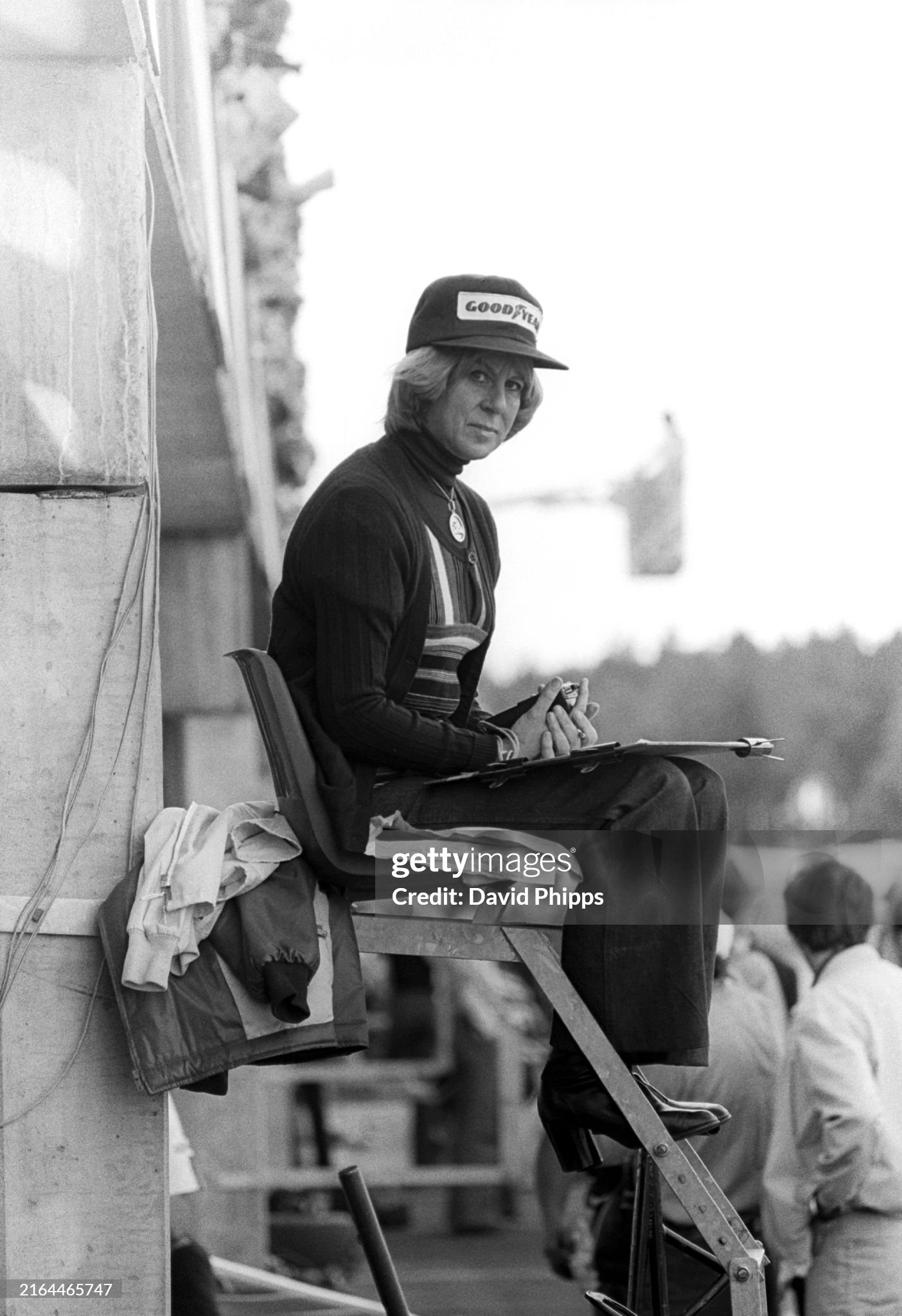 Norah Tyrrell (GBR), wife of Ken Tyrrell (GBR), Tyrrell Team Owner, takes lap times during practice in the pits at the Grand Prix of Sweden in Anderstorp on 13 June 1976.