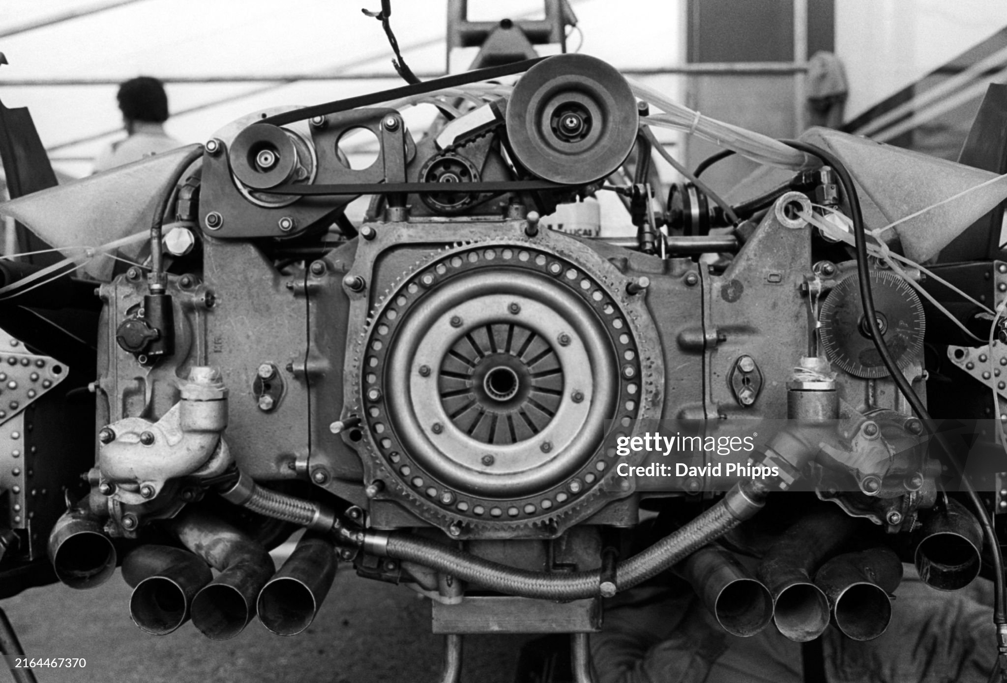 An engine during the Swedish Grand Prix at Anderstorp Raceway on June 19 1977. 