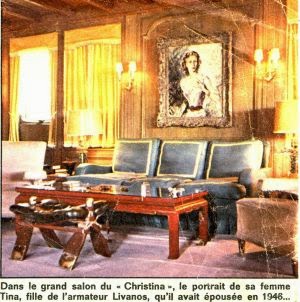 In the living room portrait of his wife Tina and, after their divorce, his son Alexander.
