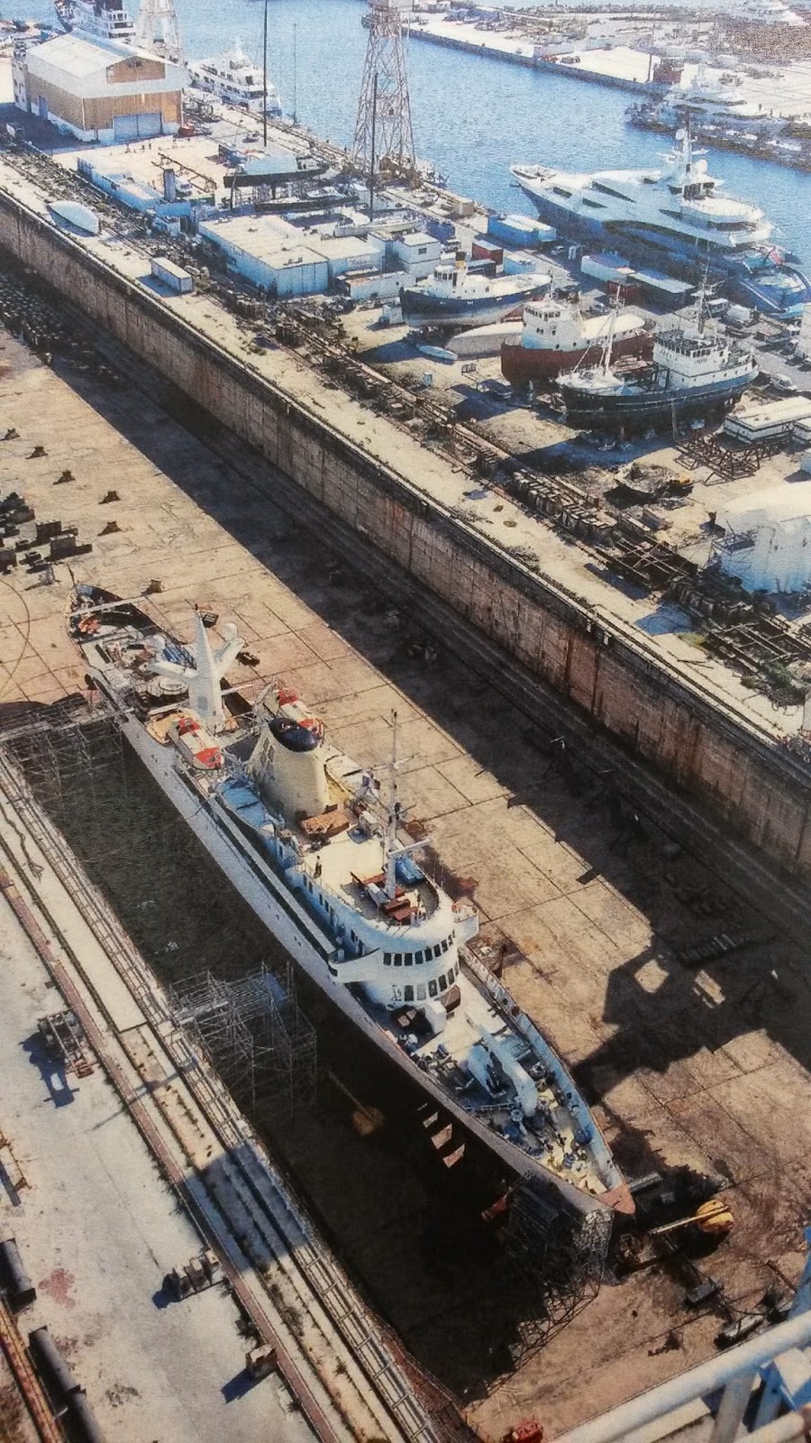 The ‘Christina’ being renovated at a Croatian shipyard.